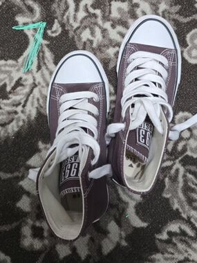 Converse High-Top Sneakers in Plum and White Lace